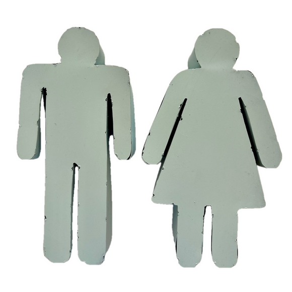 Vintage Other - Vintage Mint Green Metal Male Female Restroom Signs Bathroom French Toilet